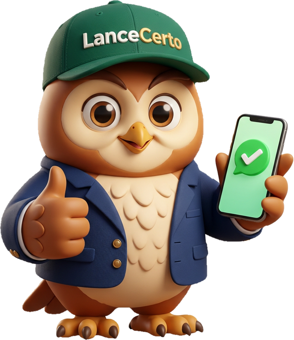 Coruja do LanceCerto mostrando o alerta no celular